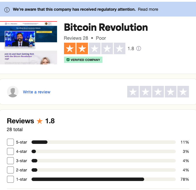 Recensioni Bitcoin revolution Trustpilot